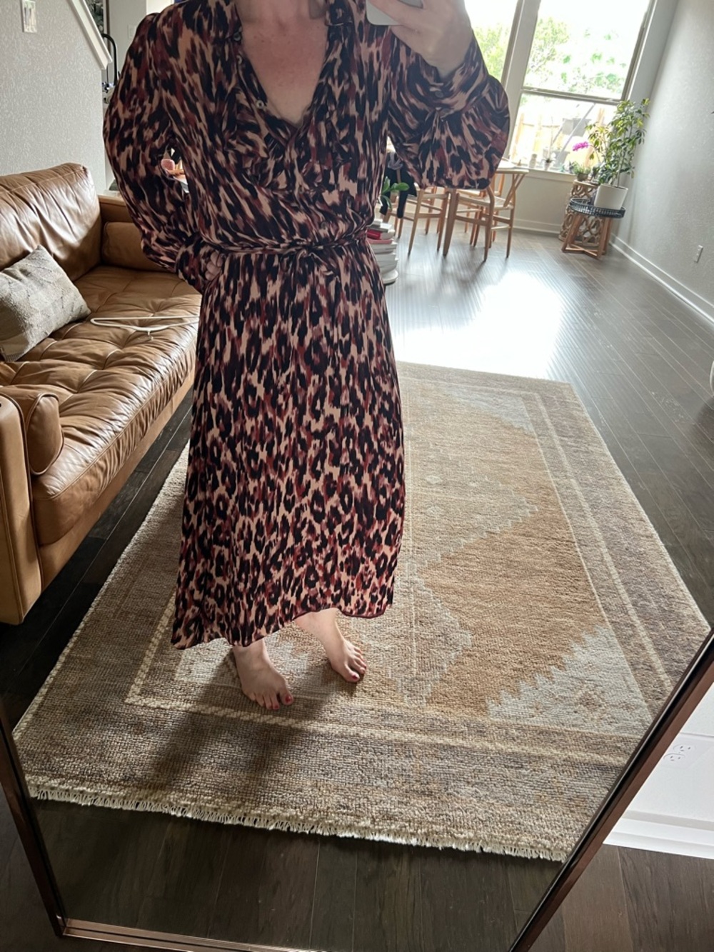Massimo Dutti Pink and Black Printed Long Maxi Dress